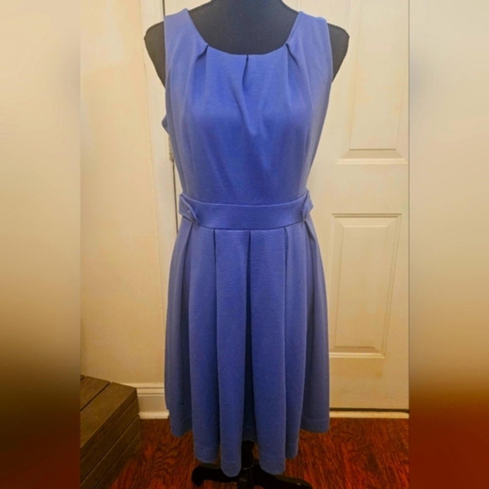 Elle Blue Pleated Midi Dress Size 8